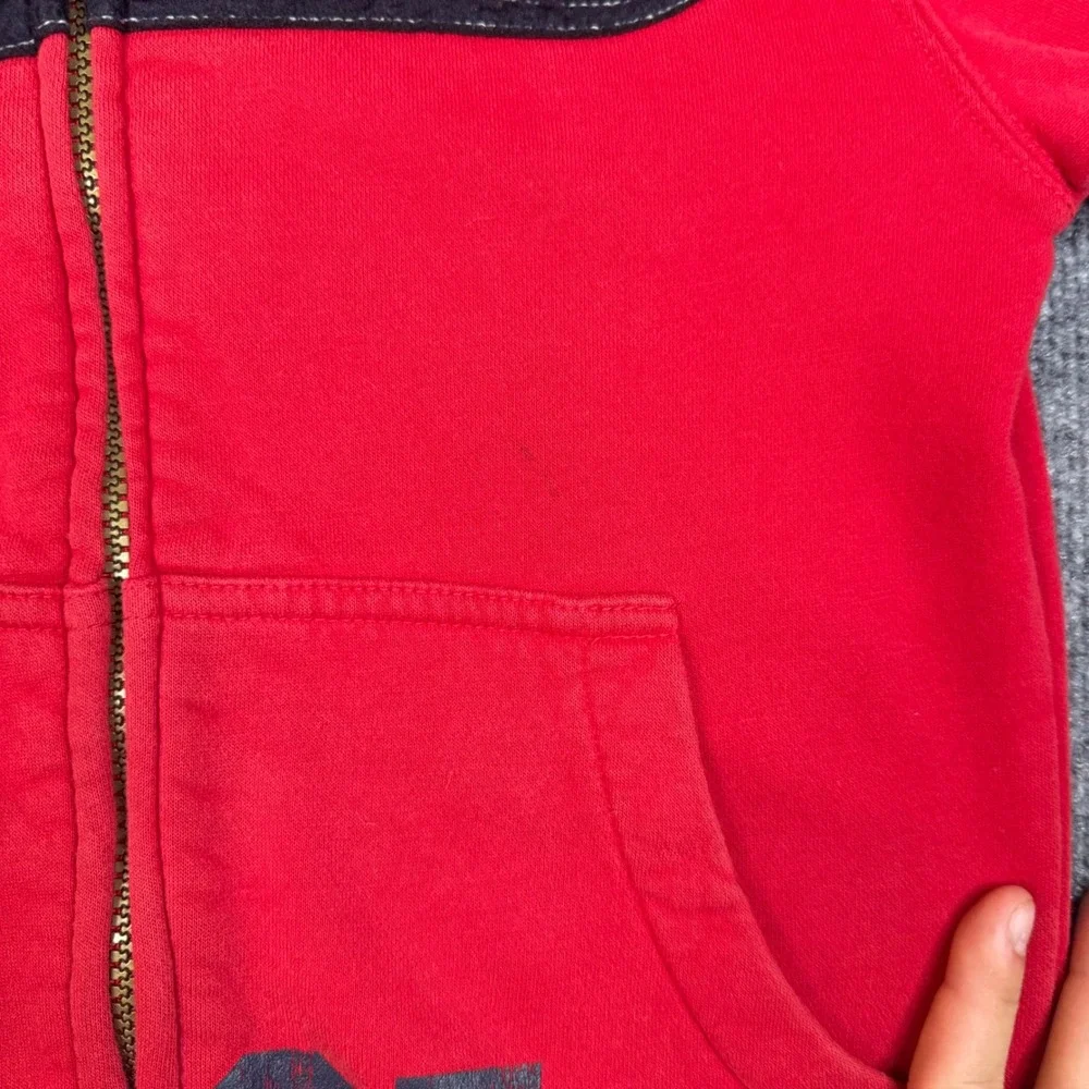 Vintage OshKosh Bgosh Red Full Zip Hoodie Sweatshirt Red Navy Blue Boys 8